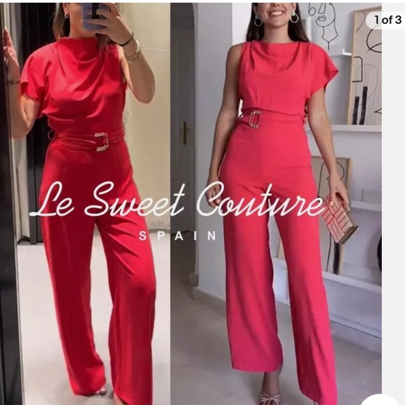 ZARA ASYMMETRIC CREPE BUCKLE JUMPSUIT - Picture 3 of 15